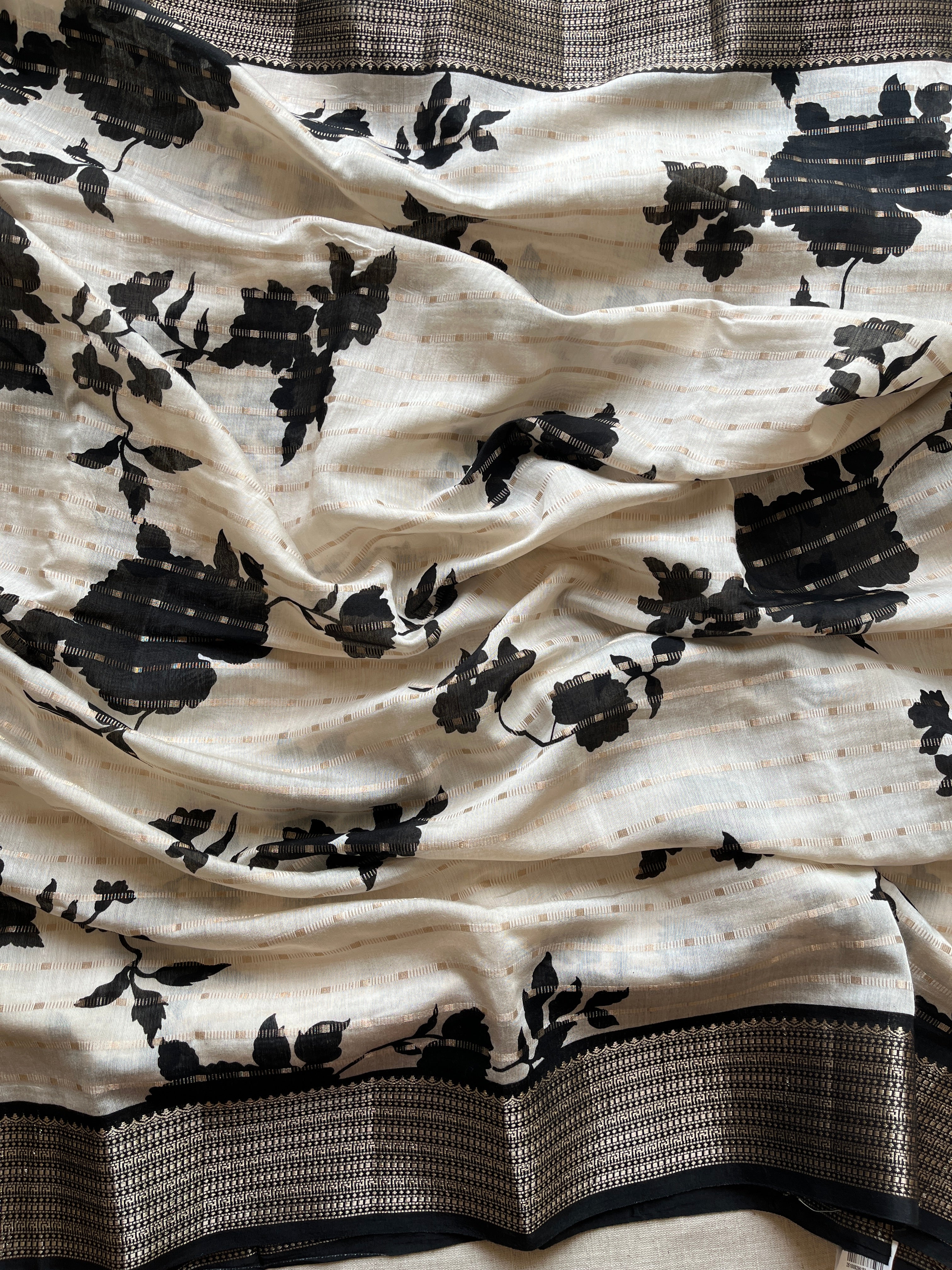 White Dola Nylon Silk Saree